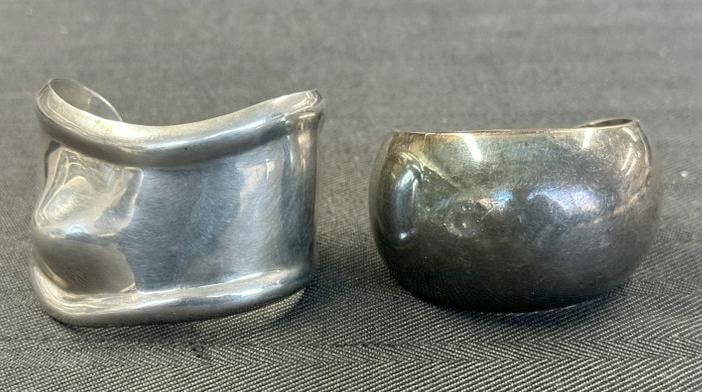 (2) wonderful vintage STERLING SILVER cuff bracelets, wonderful form and condition, from estate (1 of 6)