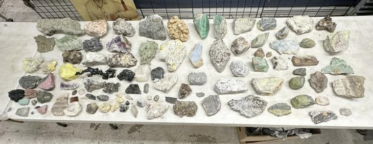 Large lot of assorted rocks and minerals from the estate of Charles J. Carlotti of the Hudson: Large lot of assorted rocks and minerals from the estate of Charles J. Carlotti of the Hudson Valley…...just as we found them on display in his home…..