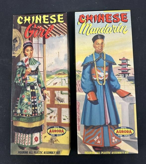 (2) AURORA Models in boxes, not assembled of CHINESE MANDARIN & CHINESE GIRL, boxes in nice overall: (2) AURORA Models in boxes, not assembled of CHINESE MANDARIN & CHINESE GIRL, boxes in nice overall condition, found in local estate.