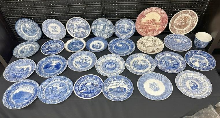 (27) mostly blue & white Historical & scenic plates, from fine estate collection, in very nice (1 of 6)