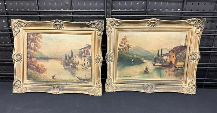 (2) o/b paintings signed ( J. COLLAZI ), circa 1940's or so, measure 9" x 12". From local estate. ( (1 of 1)