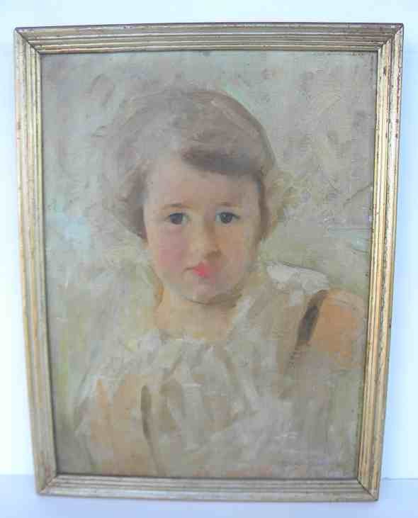 ALLEN D COCHRAN o/c Portrait Young Girl 1888-1971: ALLEN D COCHRAN o/c Portrait Young Girl, possibly his daughter. Measures 16" x 12", nice condition. Allen Dean Cochran studied under two distinguished members of the National Academy: Kenyon Cox, a fe