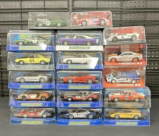 (17) slot cars in original plastic cases, in fine condition, just as we got them?.Part II of the: (17) slot cars in original plastic cases, in fine condition, just as we got them?.Part II of the over 2400 piece New England Slot Car collection we are selling, these were his pride and joy, and most 