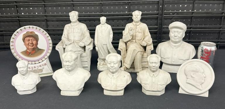 (10) Chairman Mao porcelain figures and placques from Chinese Cultural Revolution collection we are: (10) Chairman Mao porcelain figures and placques from Chinese Cultural Revolution collection we are selling, nice overall condition, to show scale the tallest measures 10" high.