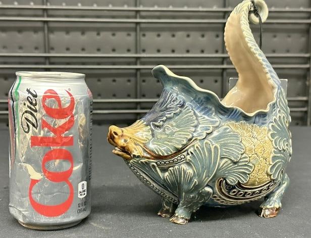 DOULTON LAMBETH porcelain boar form vase designed by Mark V. Marshall, in fine condition, has DOYLE (1 of 4)