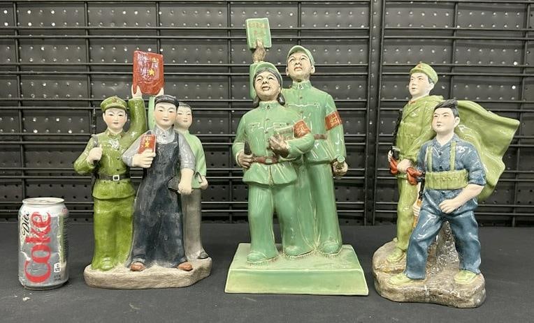 (3) large Chinese Cultural Revolution porcelain figures in very nice overall condition, to show (1 of 2)