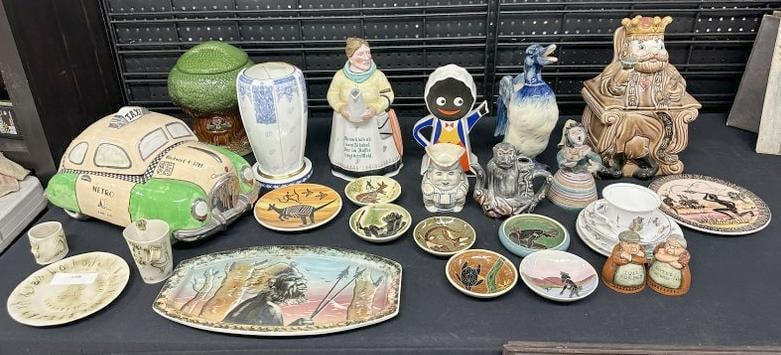 Estate lot misc. porcelains and ceramics, including cookie jars by Henry Cavanaugh METRO Taxi cookie (1 of 12)