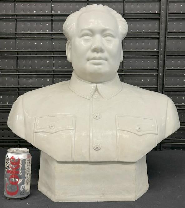 20" high porcelain statue (bust ) of Chairman Mao, in very nice condition, glazed finish?.from (1 of 3)