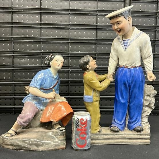 (2) porcelain Chinese Cultural Revolution figures, in nice overall condition, circa 1960's, to show (1 of 1)