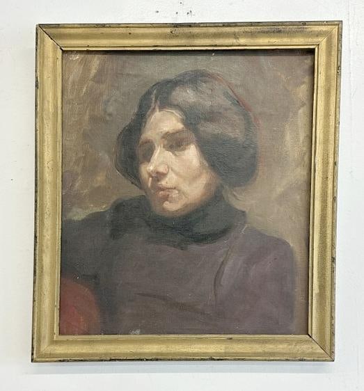 Circa 1940's impressionist o/c portrait of a Woman, unsigned, nice overall condition, painting (1 of 3)