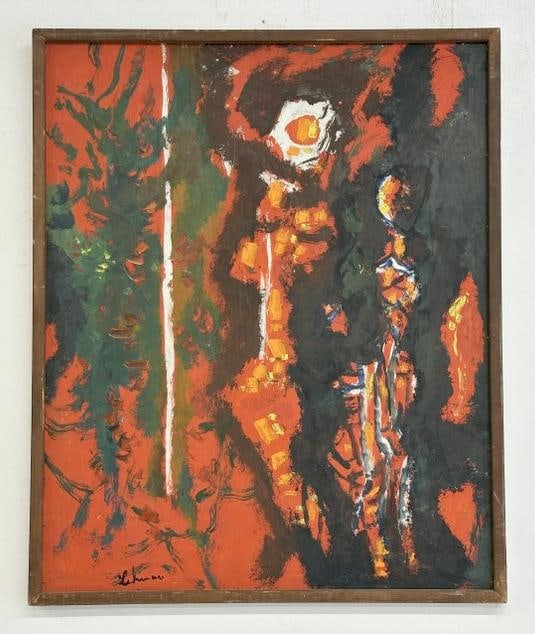 Irving George Lehman abstract gouache on board, signed lower left, nice overall condition, painting (1 of 3)