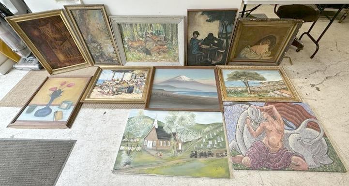 (11) oil paintings, some on canvas, some on board, some with paint flaking, some signed, some signed (1 of 11)