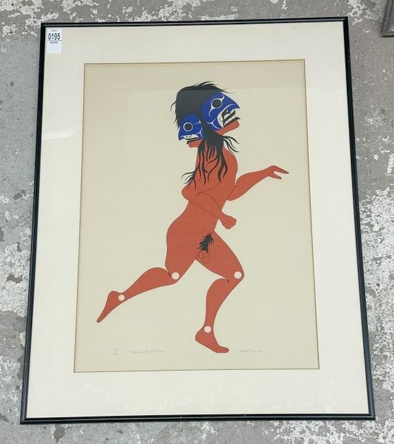 Art Thompson (1948-2003 ) signed limited edition screenprint titled ( KOO-KWATH-PA-THLA ) number 55: Art Thompson (1948-2003 ) signed limited edition screenprint titled ( KOO-KWATH-PA-THLA ) number 55 0f 200 printed. In very nice overall condition, print measures 21" x 15.5", the frame measures 27" x