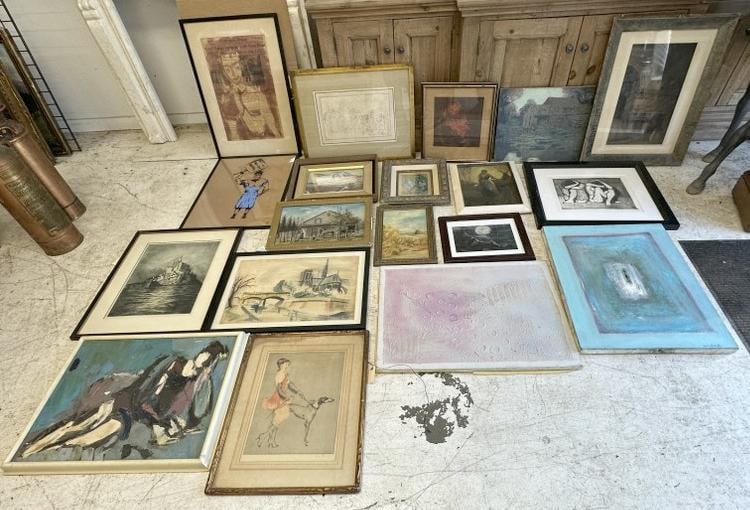 Wonderful mixed lot of artwork, paintings, signed prints, abstract, some signed some not, just as we (1 of 20)