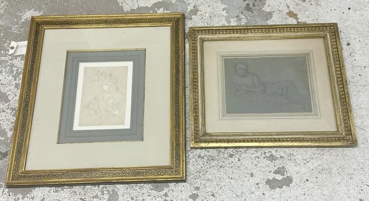(2) early pencil drawings in nice decorative frames, no signatures or marks....nice overall (1 of 4)