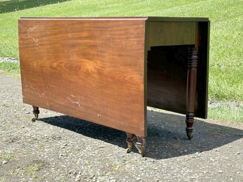 Nice and clean 19th c Cherry long leaf drop leaf dining table, good finish, structurally sound, from (1 of 5)
