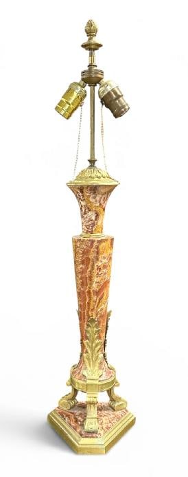 Wonderful circa 1920's marble table lamp with bronze mounts, nice form, nice overall condition, (1 of 5)