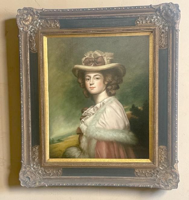 Contemporary o/c painting of ( Mrs. Davies Davenport ) in contemporary frame, signed illegibly ( G. (1 of 5)