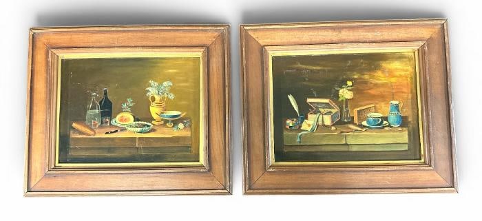 (2) o/b still lifes o/b in the manner of Johann Rudolf Lelong ( not him ), the paintings measure (1 of 7)