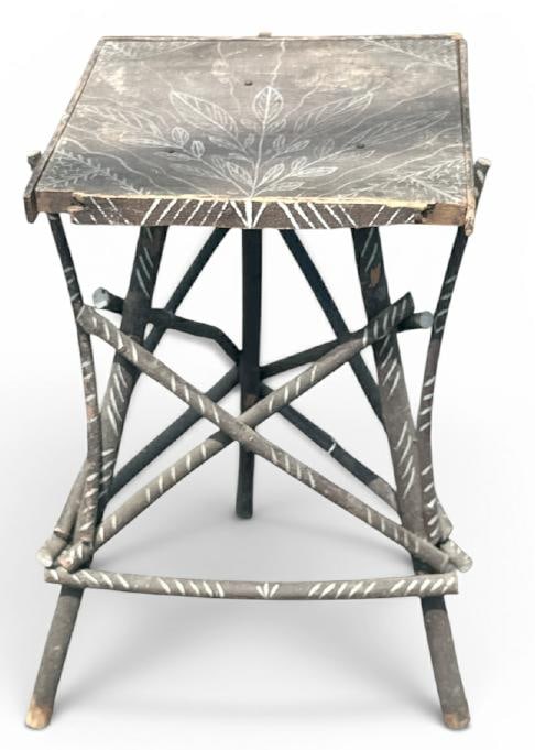 Folky paint decorated Adirondack stand, from Hudson Valley home, nice overall as found condition. (1 of 1)