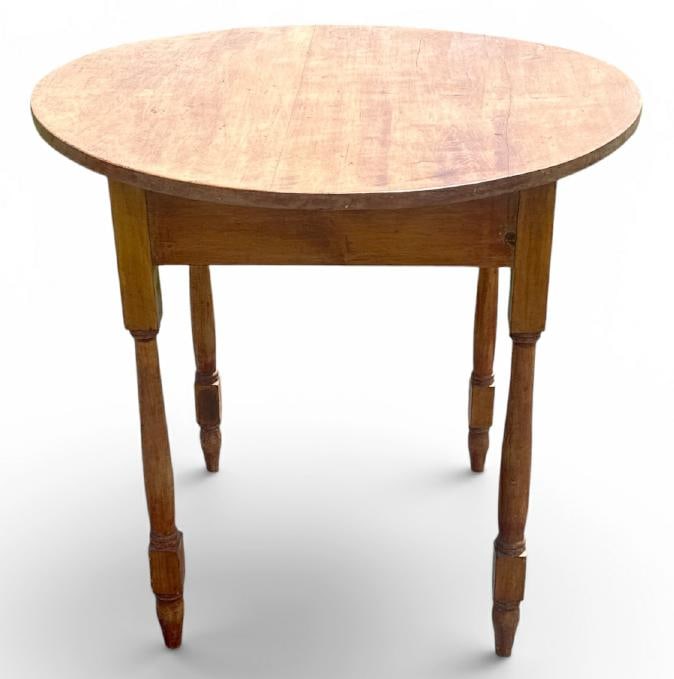 Birch round country stand, from hime in Hudson Valley, structurally sound, older refinish, measures (1 of 2)