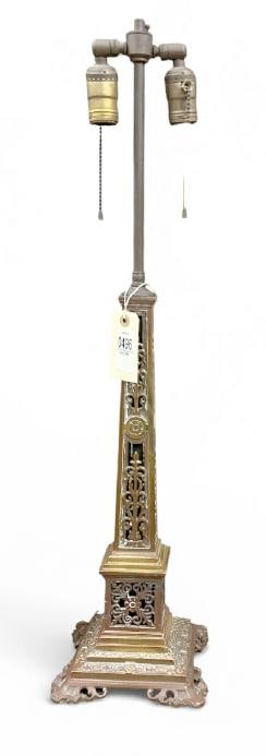 Decorative French cast heavy brass table lamp with nice old patina, measures 30" high ( needs cord: Decorative French cast heavy brass table lamp with nice old patina, measures 30" high ( needs cord replaced ), from Hudson Valley fine home?..