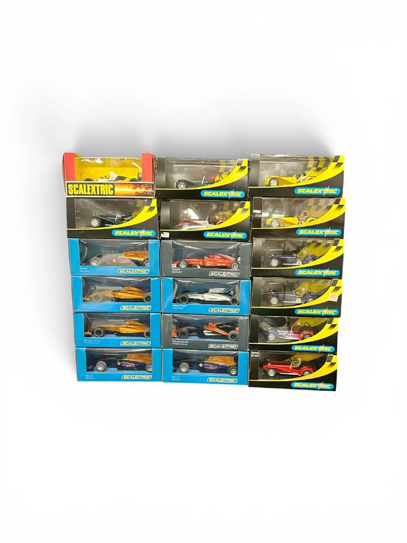 (18) slot cars in original packaging, some duplicates, fine condition. This is PART III of the New: (18) slot cars in original packaging, some duplicates, fine condition. This is PART III of the New England estate slot car collection we are selling, just as we received them, unused, and overall fine