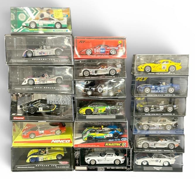 (18) slot cars in original cases, fine overall condition. This is PART III of the New England estate: (18) slot cars in original cases, fine overall condition. This is PART III of the New England estate slot car collection we are selling, just as we received them, unused, and overall fine condition?..