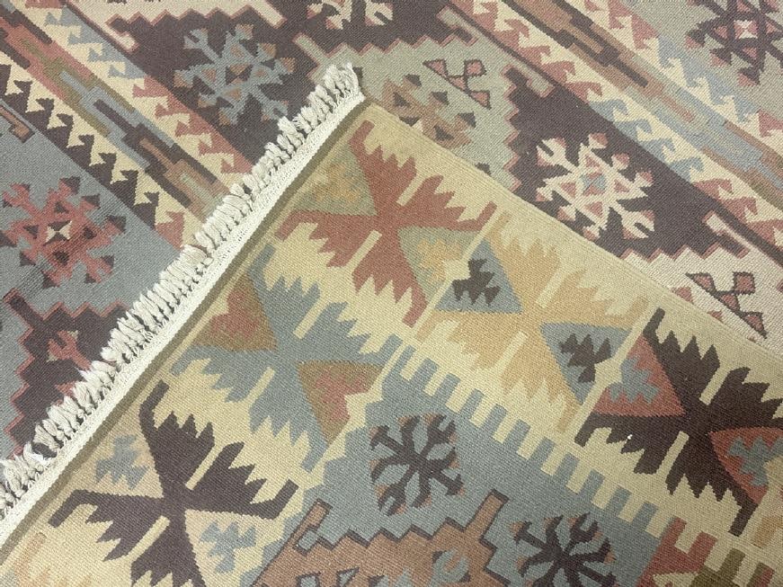Nice older handmade Kilim rug from fine local home in Hudson Valley ( has a wear spot in one corner, (1 of 2)