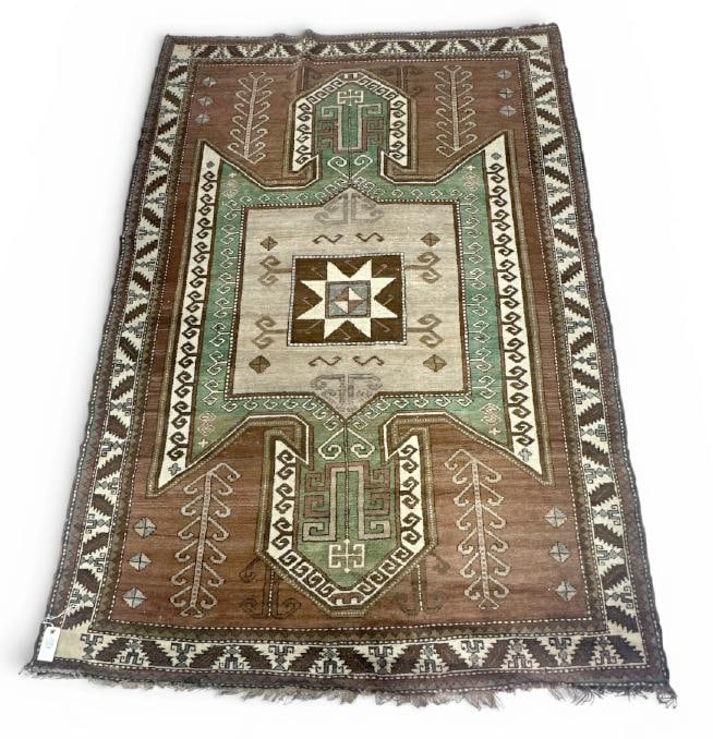 Nice older Turkish (?) wool handmade rug, nice pattern, nice overall condition. From fine home in (1 of 2)