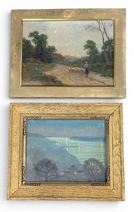 Louise Mary Wahl Kamp (1867-1959) (2) small o/b landscapes, from fine home in Saugerties, New York (1 of 3)