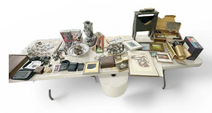 Big misc. estate lot to include vintage cappucino machine, metal African Musician figures, (4)L WORD (1 of 16)