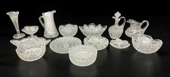 (14) pcs. estate brilliant cut glass in overall very nice condition, from estate collection, some (1 of 12)