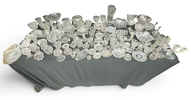 Big estate lot of vintage pressed glass, a few pieces of cut, etc. Great lot for a dealer to sort: Big estate lot of vintage pressed glass, a few pieces of cut, etc. Great lot for a dealer to sort out?...From Upstate, N.Y. collection we are selling. A lot there!