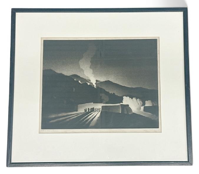Gene Kloss ( 1903-1996 ) Drypoint & Aquatint titled ( PENITENTE FIRES 1939 ), signed lower right, (1 of 4)