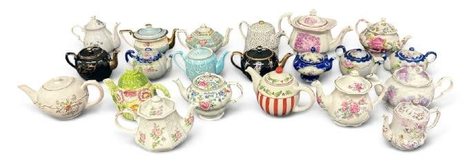 Collection (21) vintage and some not porcelain teapots, from fine home in Hudson Valley, nice (1 of 5)