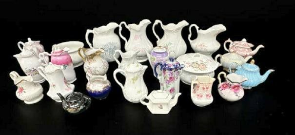 (24) vintage porcelain pitchers, teapots, coffee pots, washbowl pitchers, etc. from fine home in the (1 of 5)