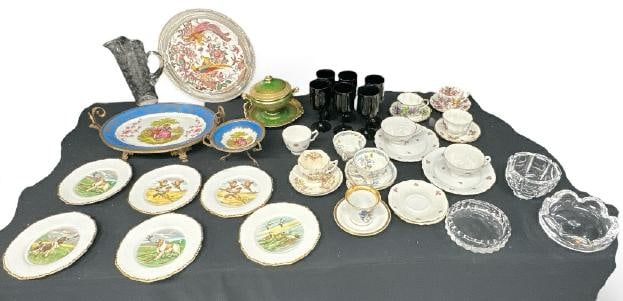 Estate lot of misc. porcelains and glasswares, from fine estate?.includes large sterling silver rim (1 of 1)