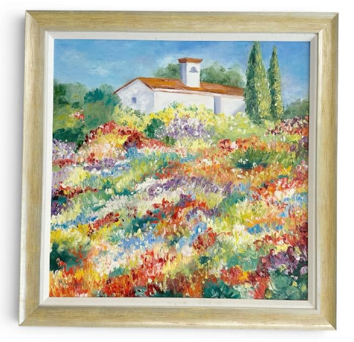 Melanie Wood o/c floral still life, signed lower left, fine estate condition, Artist biography on (1 of 4)