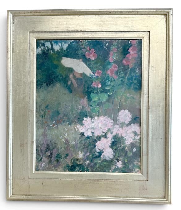 Nancy Campbell o/b floral still life in nice contemporary frame, dated 2005, titled on back as: Nancy Campbell o/b floral still life in nice contemporary frame, dated 2005, titled on back as pictured. From fine home in Hudson Valley. Painting measures 20" x 16.5", the frame measures 28.5" x 24.5