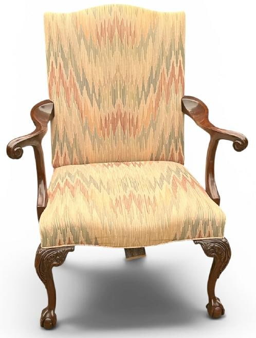 SOUTHWOOD ( Hickory, N.C. ) mahogany Chippendale claw foot armchair, structurally sound, from fine (1 of 3)