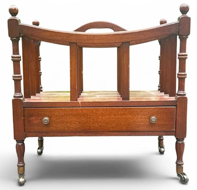 Mahogany older Canterbury magazine stand, nice condition, from older home in Hudson Valley, nice (1 of 3)