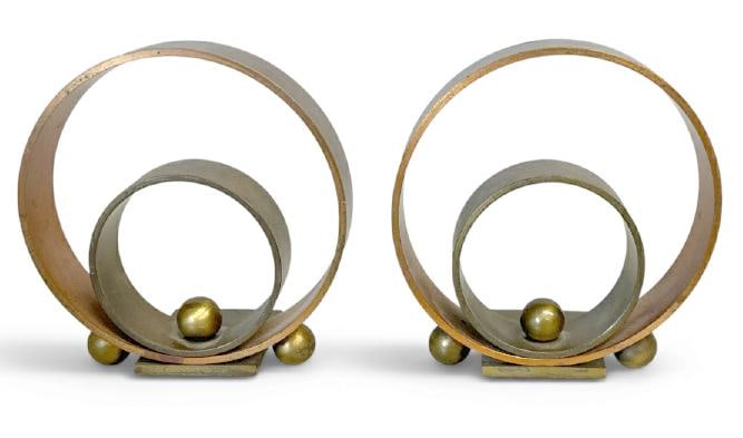 Art Deco Modernist bookends by Walter Von Nessen, circa 1930's?...in nice original condition, they (1 of 2)