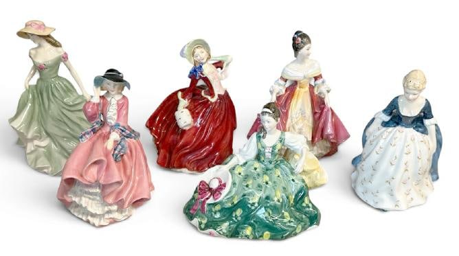(6) ROYAL DOULTON porcelain female figures, in fine condition, from very nice home in the Hudson (1 of 1)