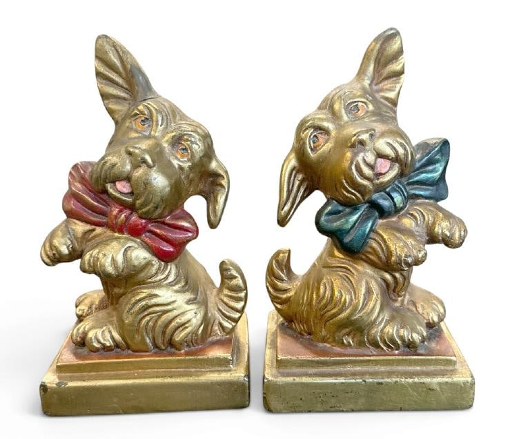 Pair of bronzed coated Scotty Dog bookends made by ARMOR, in very nice found estate condition, they (1 of 1)
