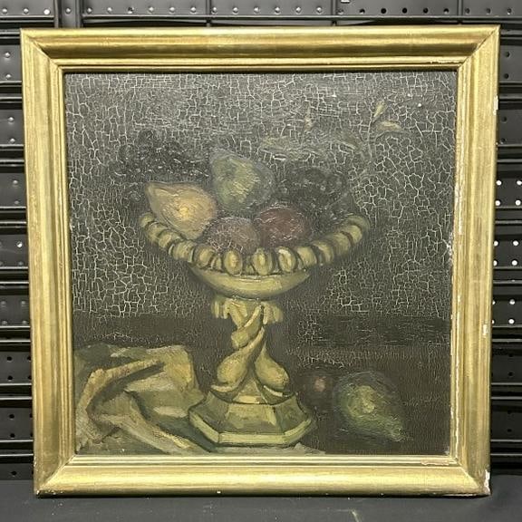 Wonderful impressionist o/wood panel fruit in compote still life, unsigned, 19th century, has nice: Wonderful impressionist o/wood panel fruit in compote still life, unsigned, 19th century, has nice paint crackling in gilt frame, from fine estate collection in the Hudson Valley. Truly a wonderful st