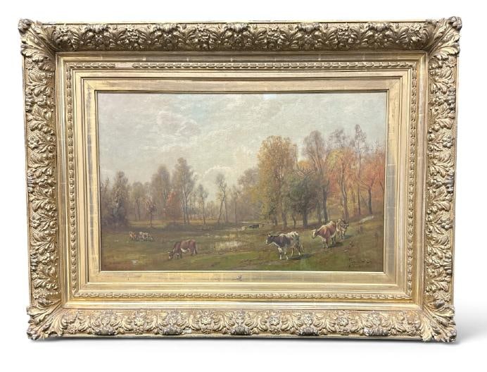 Arthur Fitzwilliam Tait (1819-1905) & Edward B Gay (1837-1928) o/c collaboration landscape with cows (1 of 8)