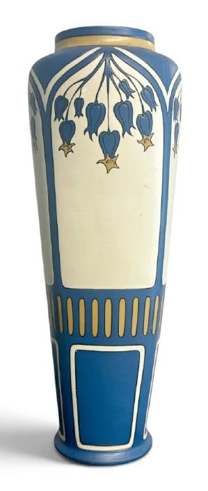 Circa 1915 Art Nouveau German Mettlach Villeroy & Boch Bluebells vase that measures 14" high, very (1 of 3)