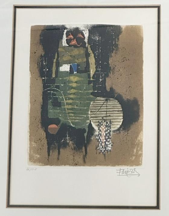 Johnny Gotthard Friedlaender ( 1912-1992 ) signed abstract pencil signed color etching and aquatint, (1 of 2)