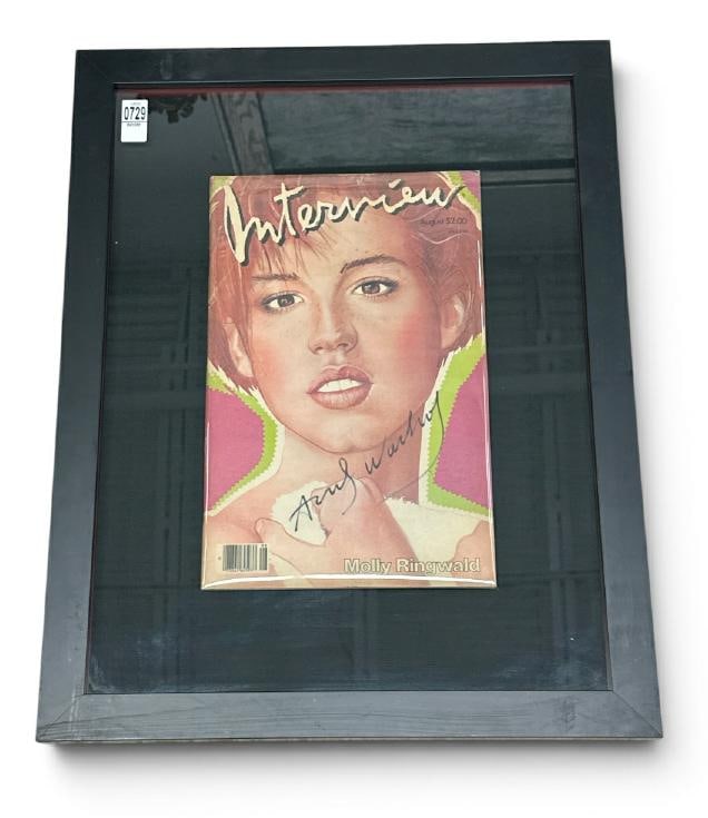 Andy Warhol signed August 1985 issue of Interview Magazine with Molly Ringwald on the cover, in very (1 of 2)